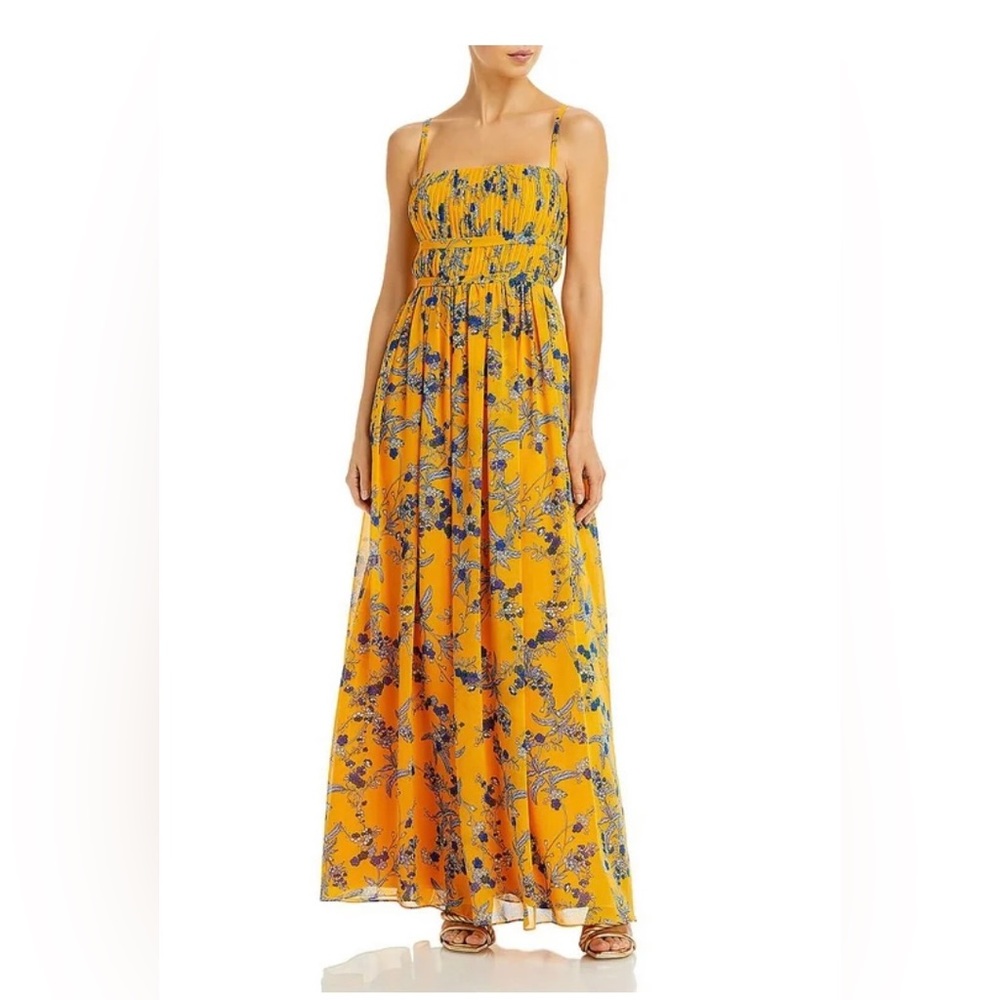 Aqua Floral Maxi Dress in Yellow & Blue Size 0
